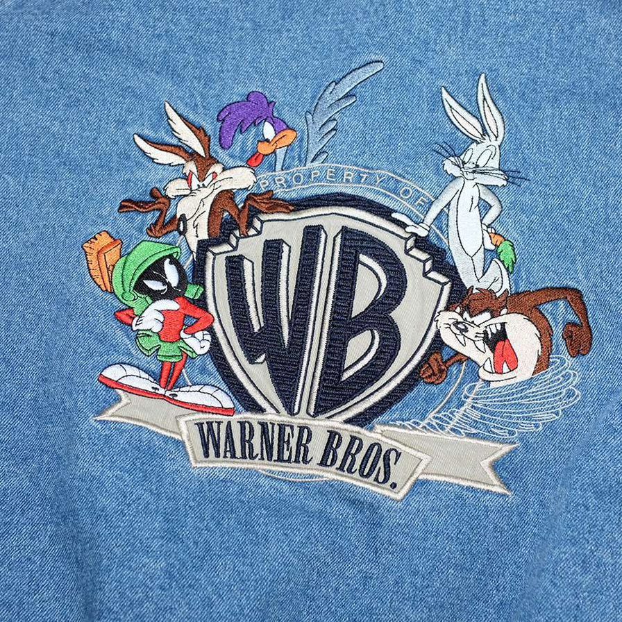 Vintage Looney Tunes Denim Varsity Jacket Large