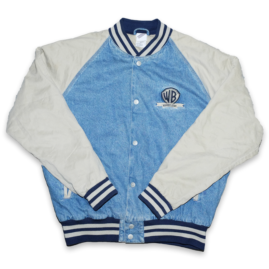Vintage Looney Tunes Denim Varsity Jacket Large