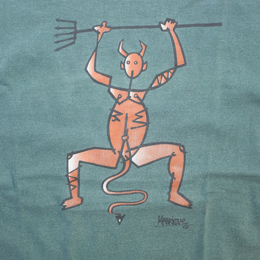 Vintage Devil Illustration T-Shirt Large - Double Double Vintage