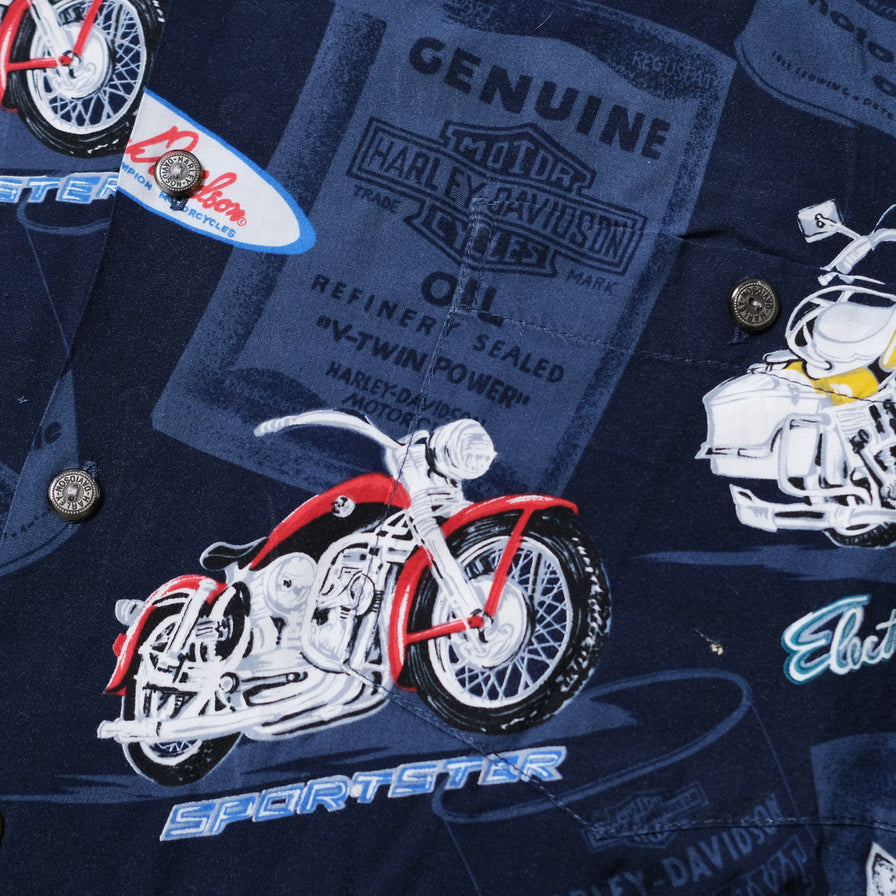 Vintage Harley Davidson Pattern Shirt XLarge