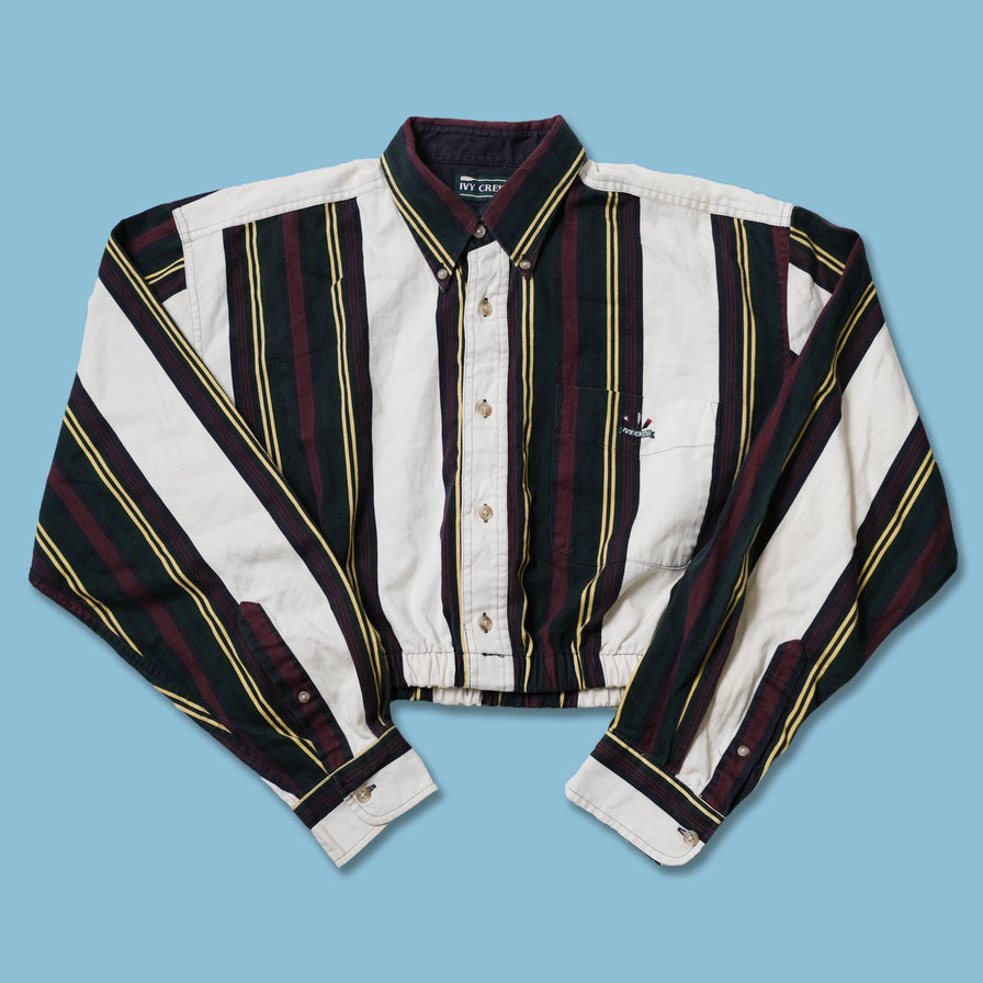 Vintage Women's Cropped Vertical Striped Shirt Onesize