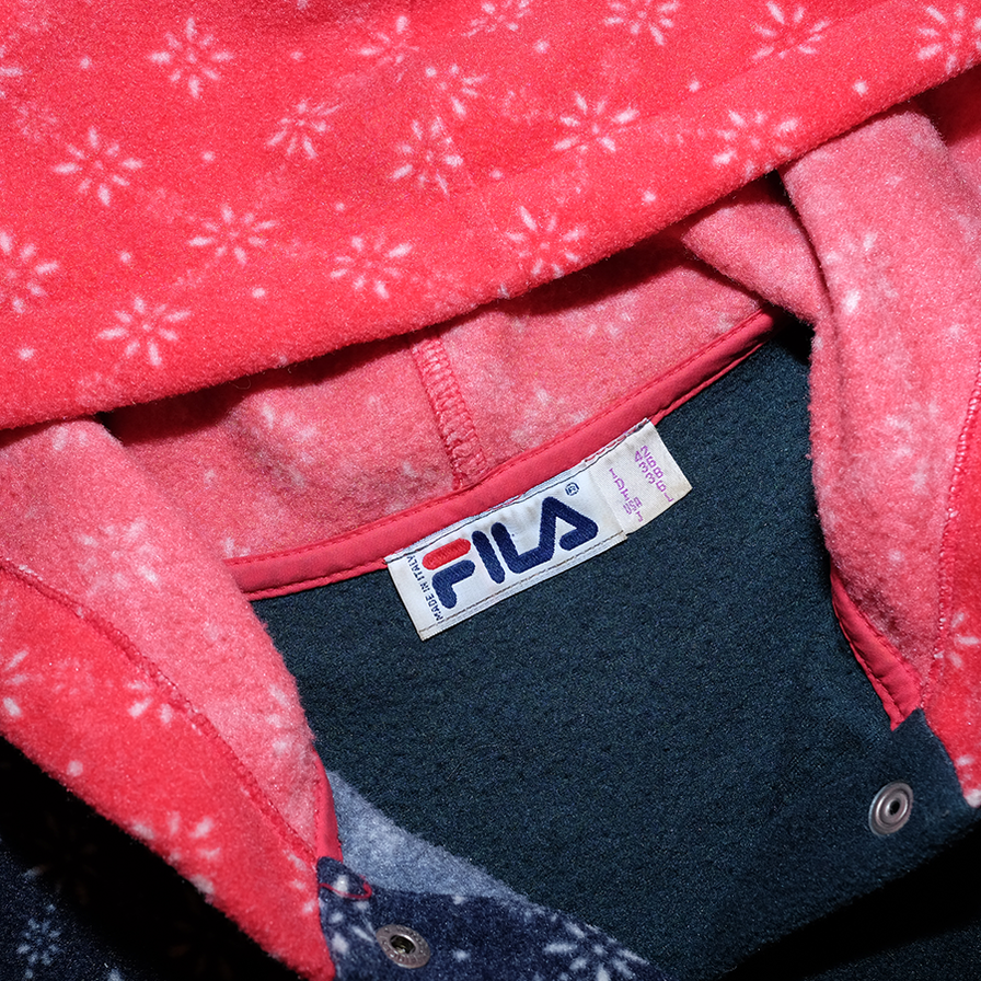 Vintage Fila Hooded Pattern Fleece Medium - Double Double Vintage