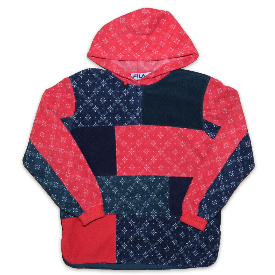 Vintage Fila Hooded Pattern Fleece Medium - Double Double Vintage