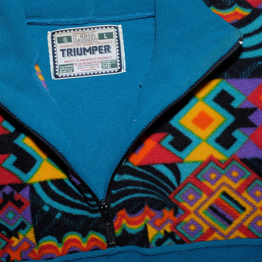 Vintage Pattern Q-Zip Fleece Large / XLarge - Double Double Vintage