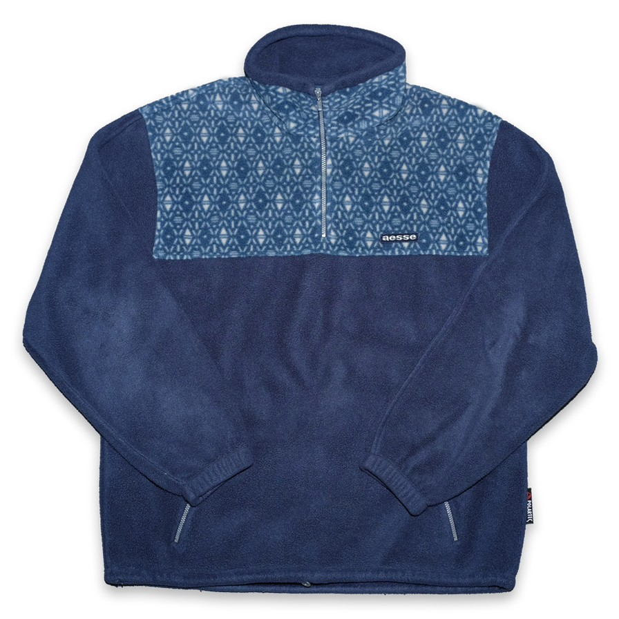 Vintage Pattern Q-Zip Fleece Small - Double Double Vintage