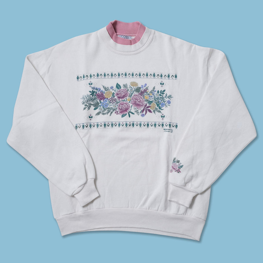 Vintage Flower Mock Neck Sweater Large