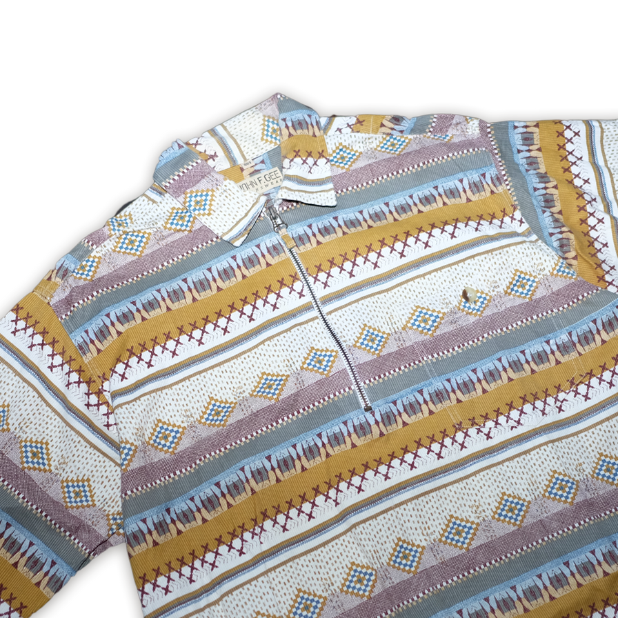 Vintage Half Zip Pattern Polo XLarge - Double Double Vintage