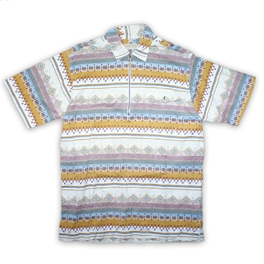 Vintage Half Zip Pattern Polo XLarge - Double Double Vintage