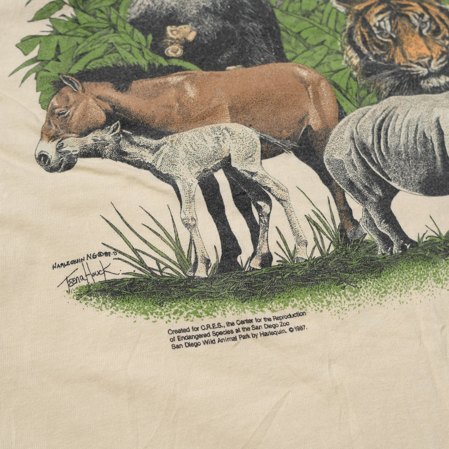 Vintage Harlequin Animals T-Shirt XLarge