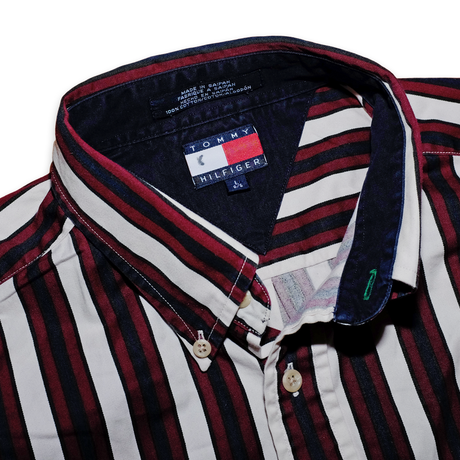 Vintage Tommy Hilfiger Striped Shirt Large - Double Double Vintage