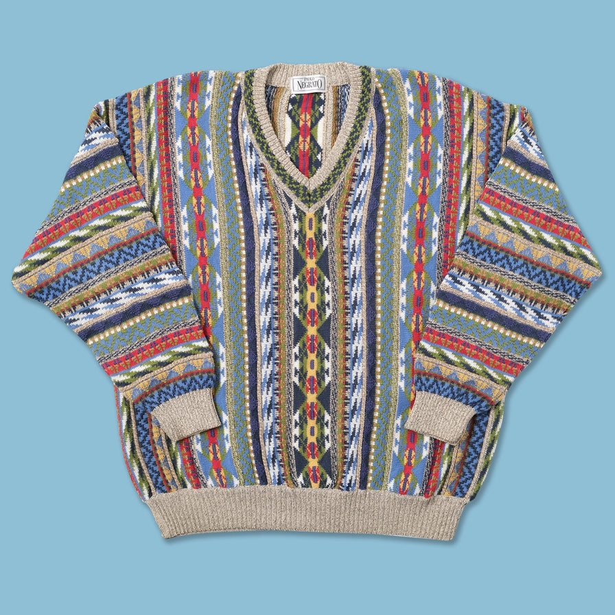 Vintage V-Neck Knit Sweater XLarge