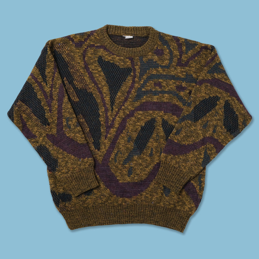 Vintage Pattern Knit Sweater Large