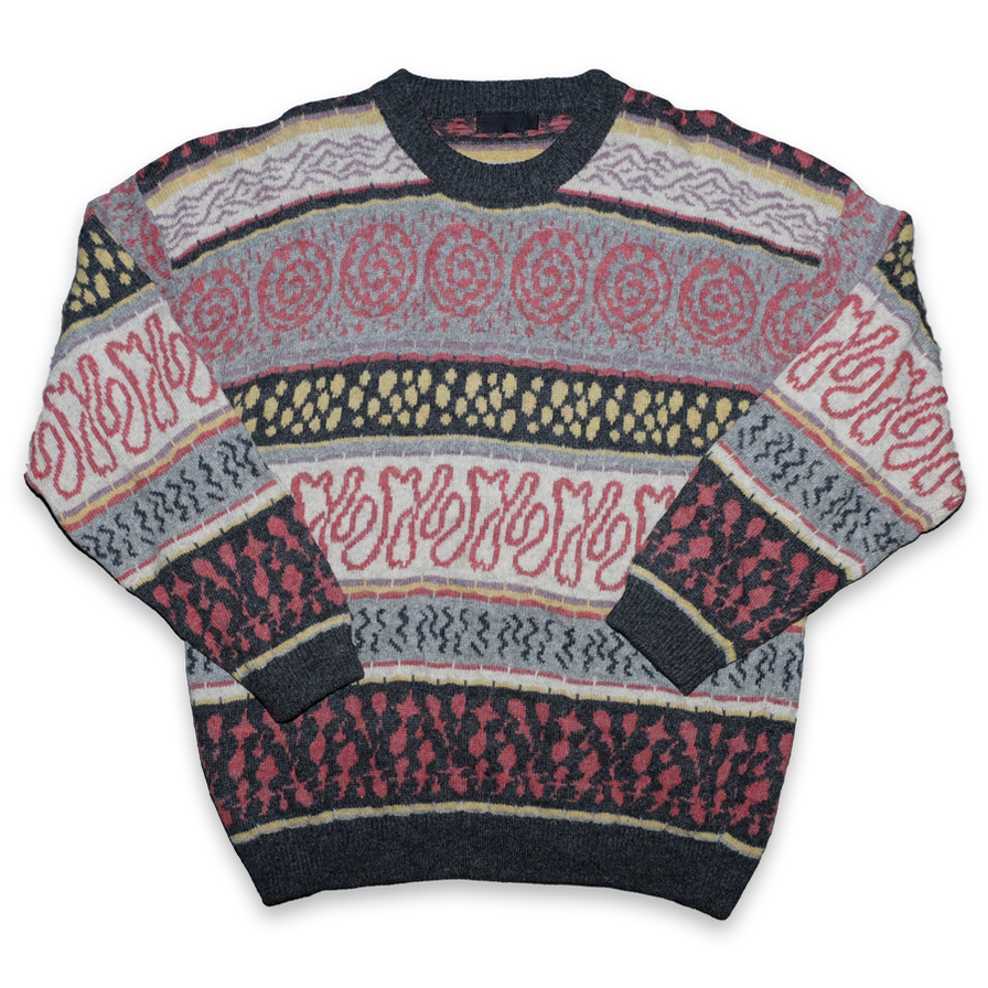 Vintage Pattern Knit Sweater Medium - Double Double Vintage