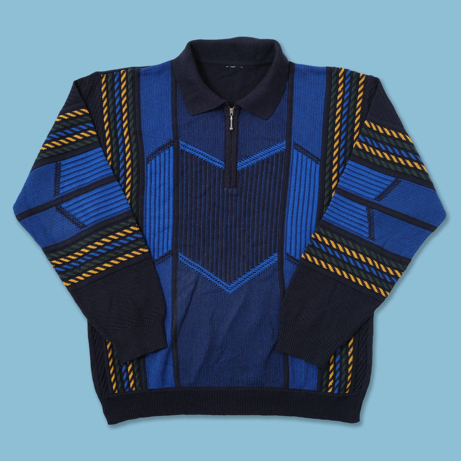 Vintage Q-Zip Knit Sweater Large
