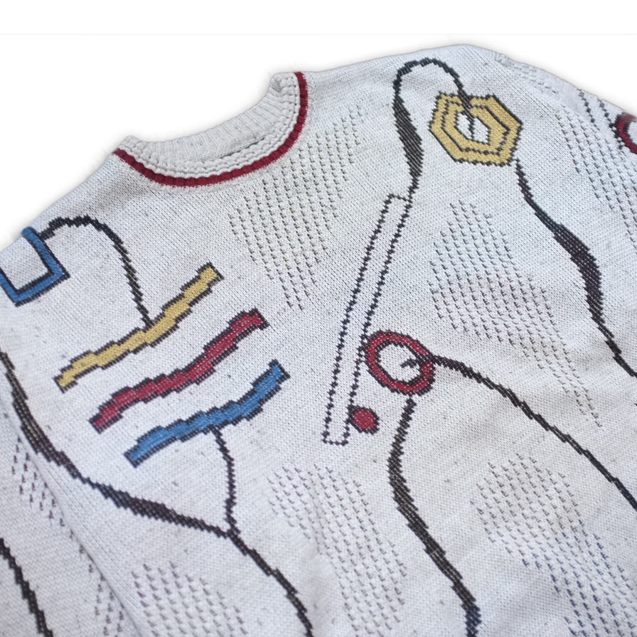 Vintage Pattern Knit Sweater Large - Double Double Vintage