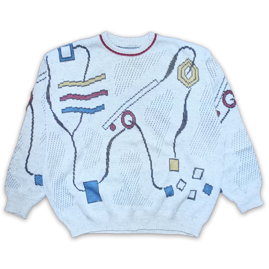 Vintage Pattern Knit Sweater Large - Double Double Vintage