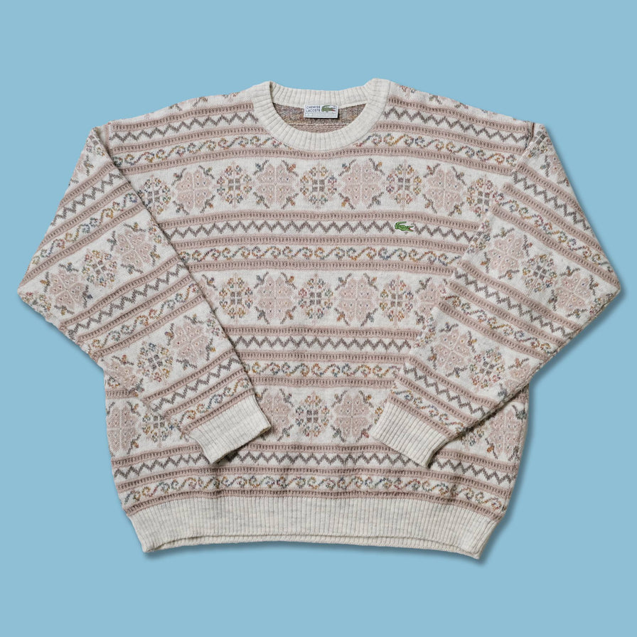 Vintage Lacoste Pattern Knit Sweater Large