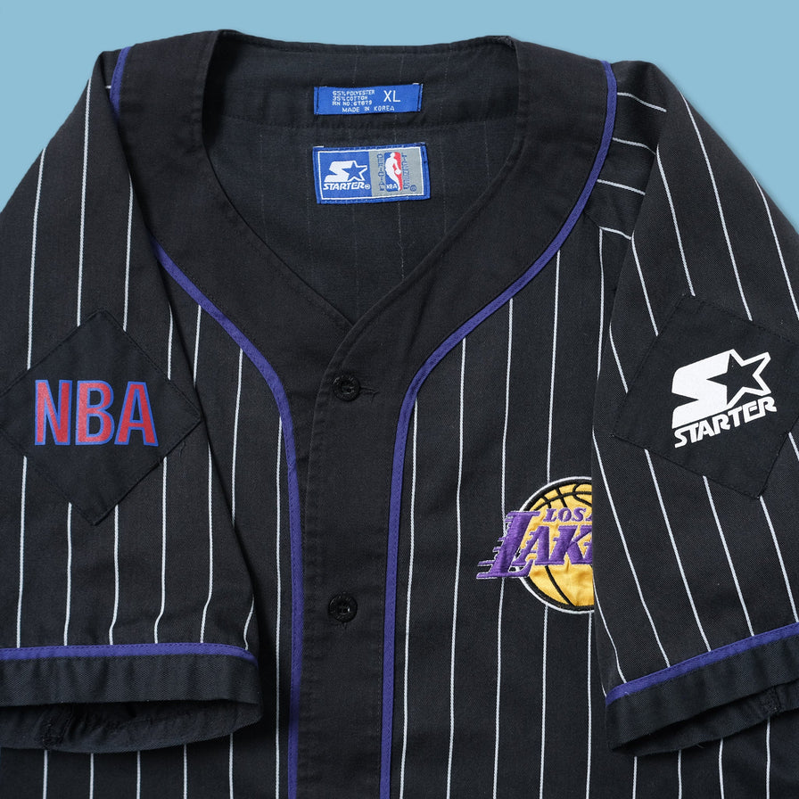 Vintage Starter Los Angeles Lakers Baseball Jersey XLarge
