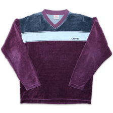 Levis Velour V-Neck Sweater Small - Double Double Vintage