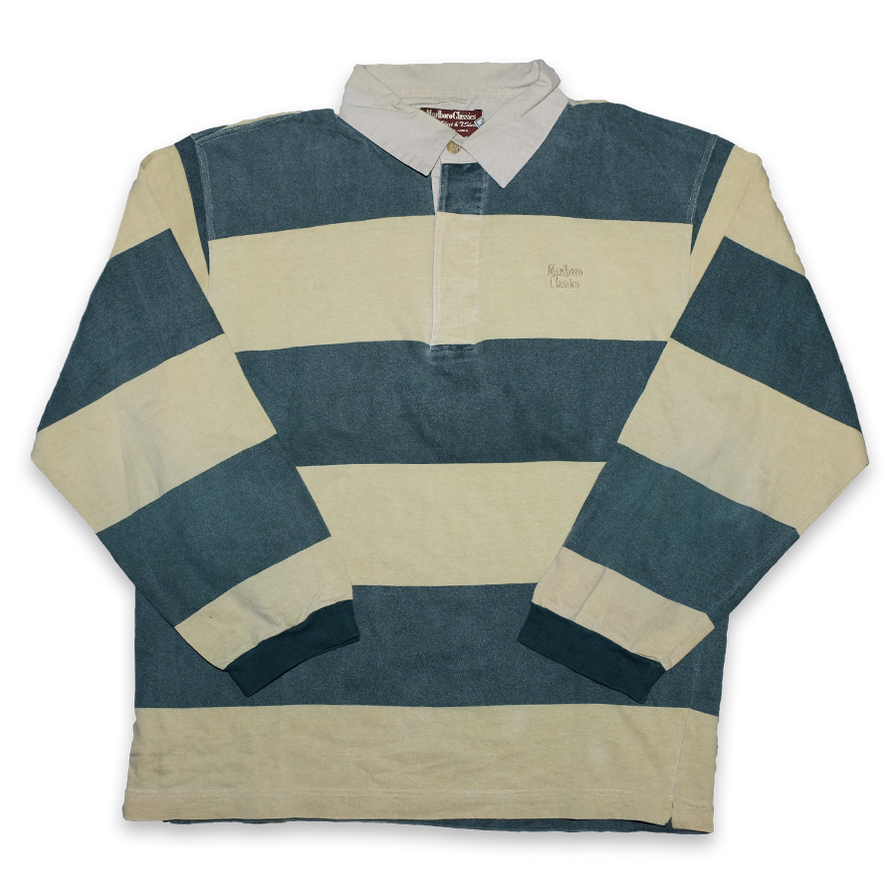 Vintage Marlboro Striped Long Polo Large