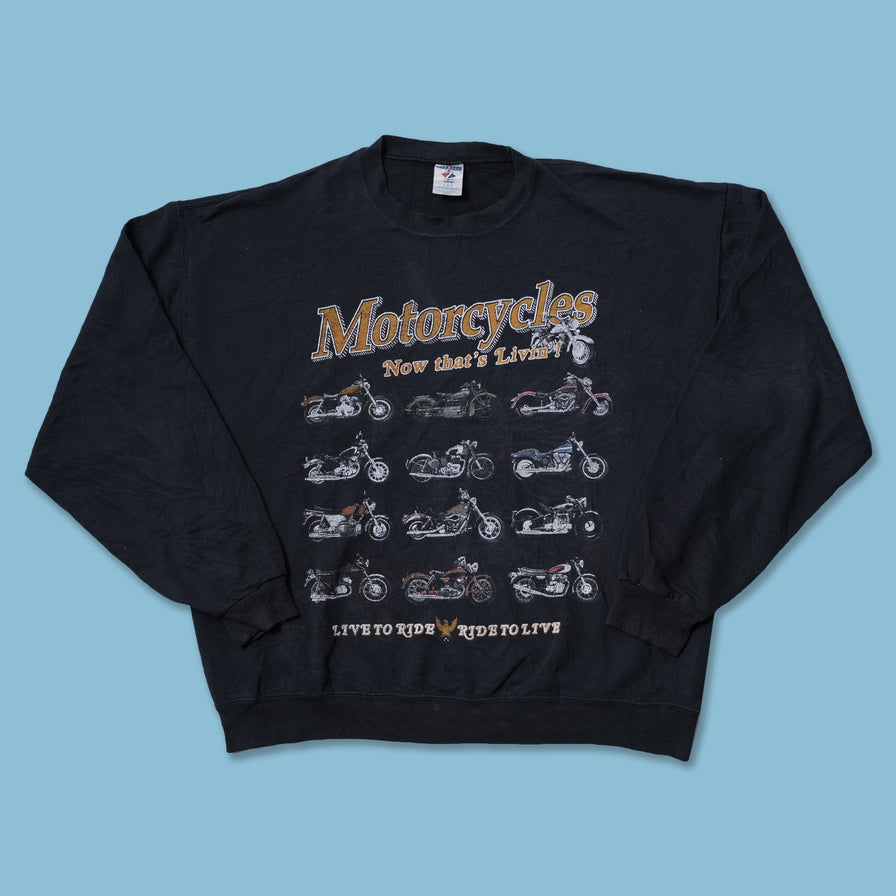 Vintage Live To Ride Motorcycle Sweater Large