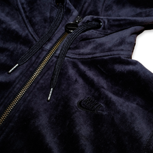 Womens Vintage Nike Velour Zip Hoodie Small - Double Double Vintage