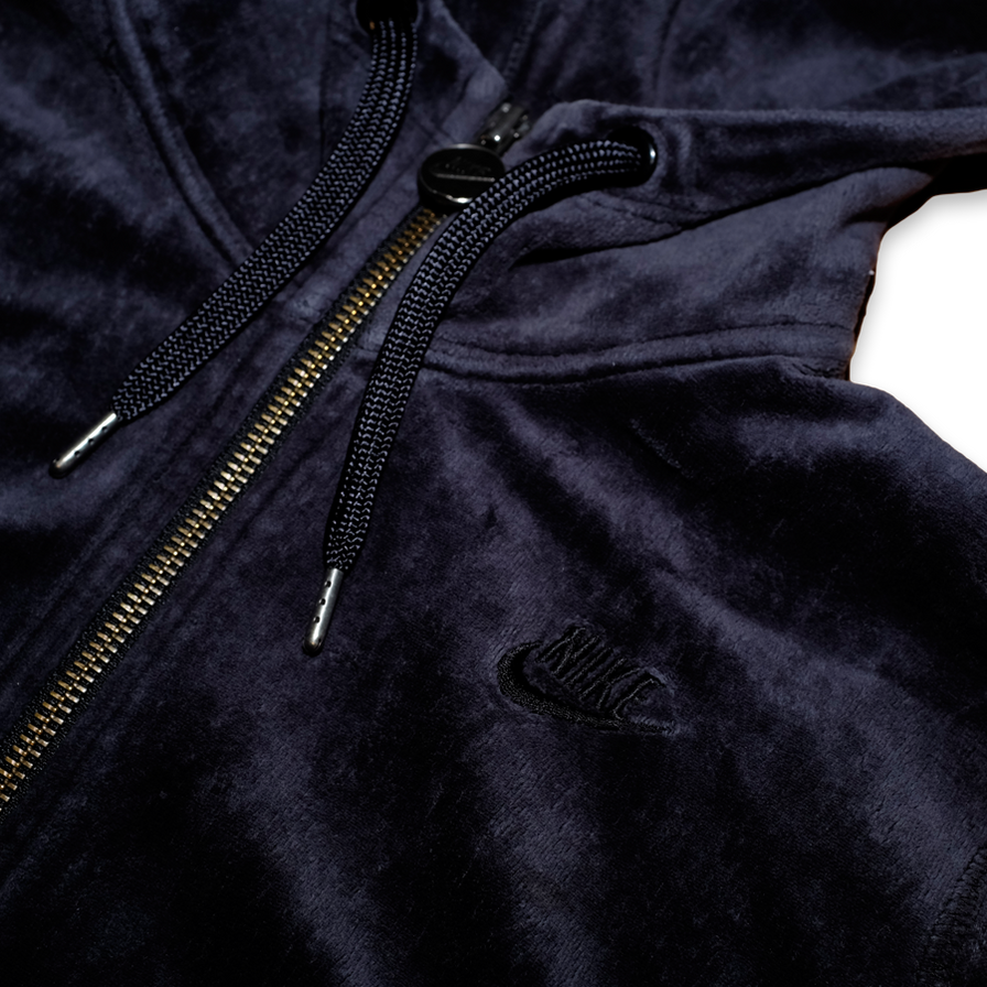 Womens Vintage Nike Velour Zip Hoodie Small - Double Double Vintage