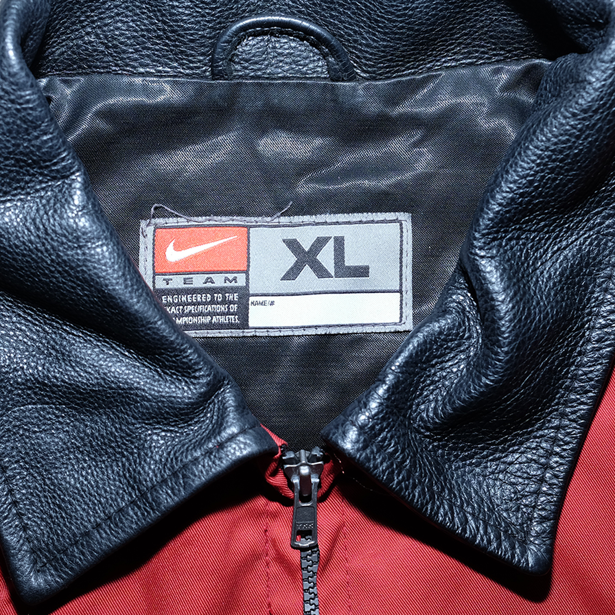 Rare Vintage Nike Leather Coach Jacket XLarge - Double Double Vintage