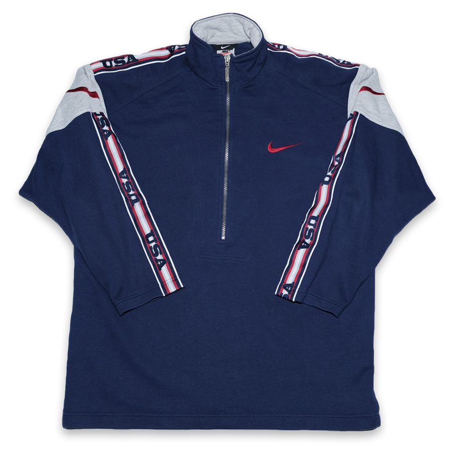 Vintage Nike USA Q-Zip Sweater Medium / Large