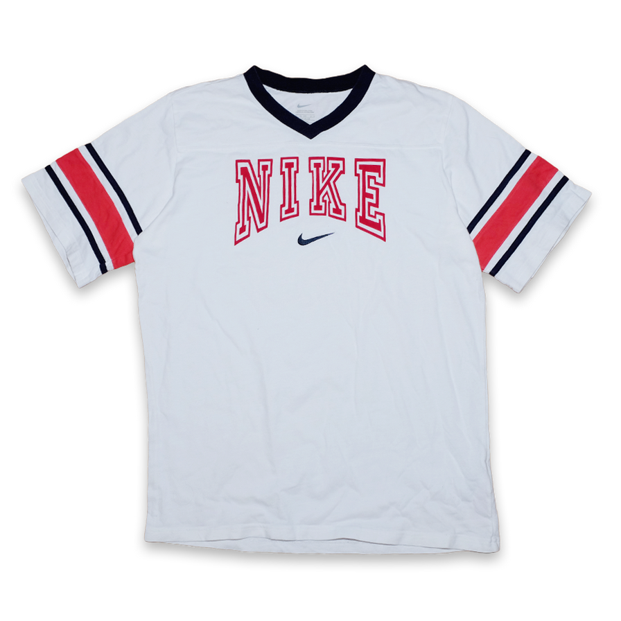 Nike V-Neck T-Shirt Small - Double Double Vintage