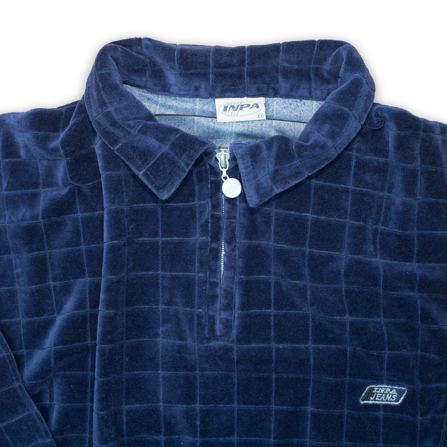 Vintage Velour Half Zip Longsleeve Polo XLarge / XXLarge - Double Double Vintage
