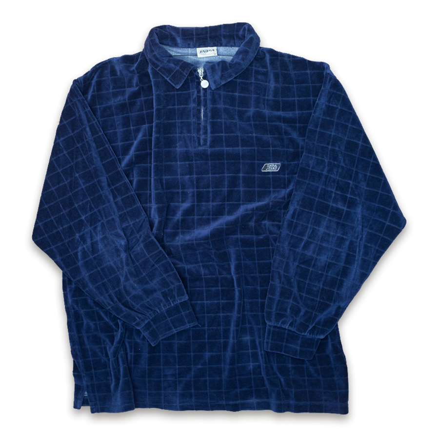 Vintage Velour Half Zip Longsleeve Polo XLarge / XXLarge - Double Double Vintage