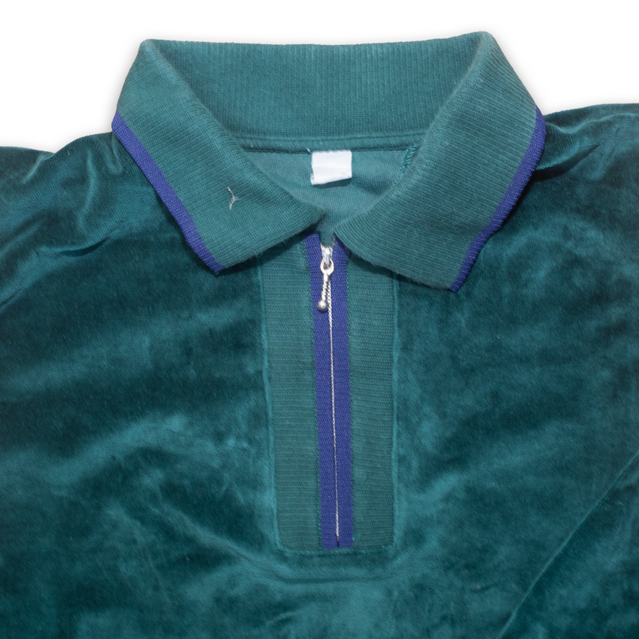 Vintage Velour Half Zip Longsleeve Polo XLarge - Double Double Vintage