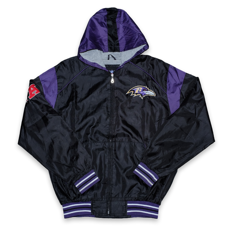 Vintage Baltimore Ravens Hooded Track Jacket Medium - Double Double Vintage