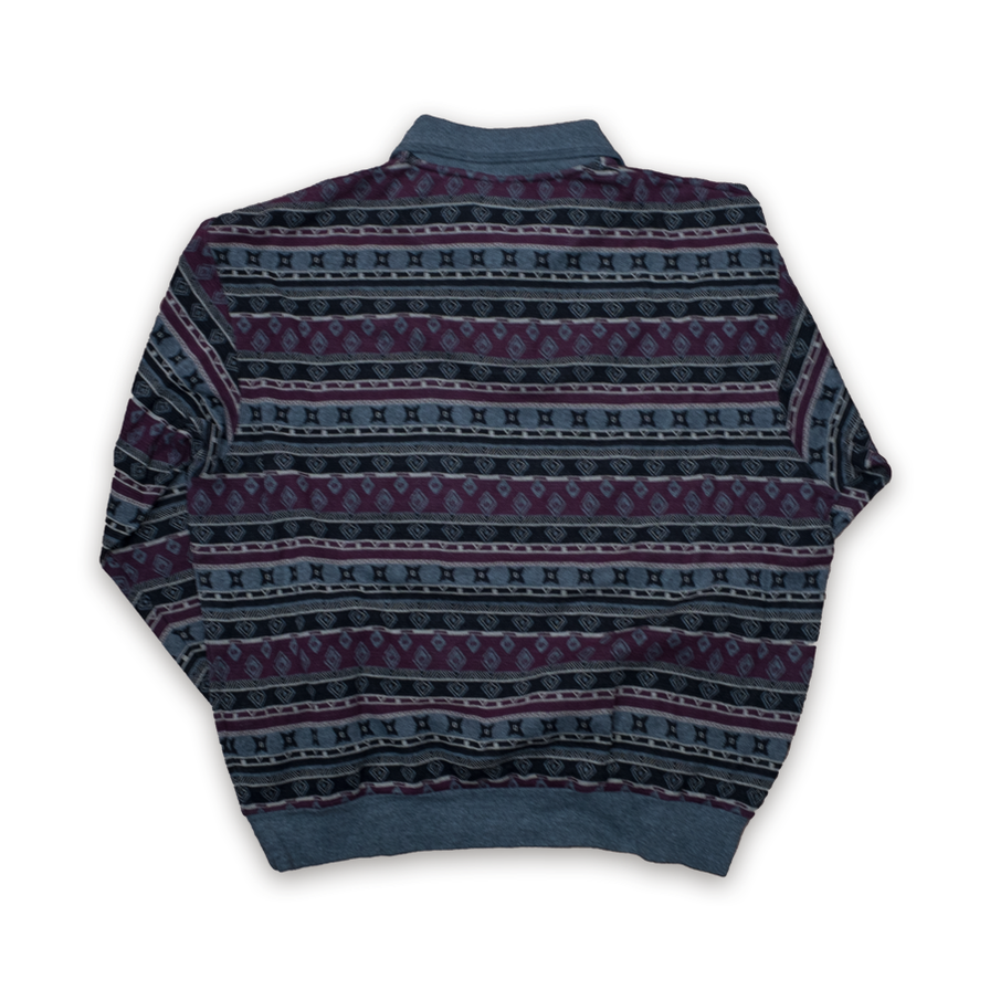 Vintage Pattern Polo Longsleeve XLarge - Double Double Vintage