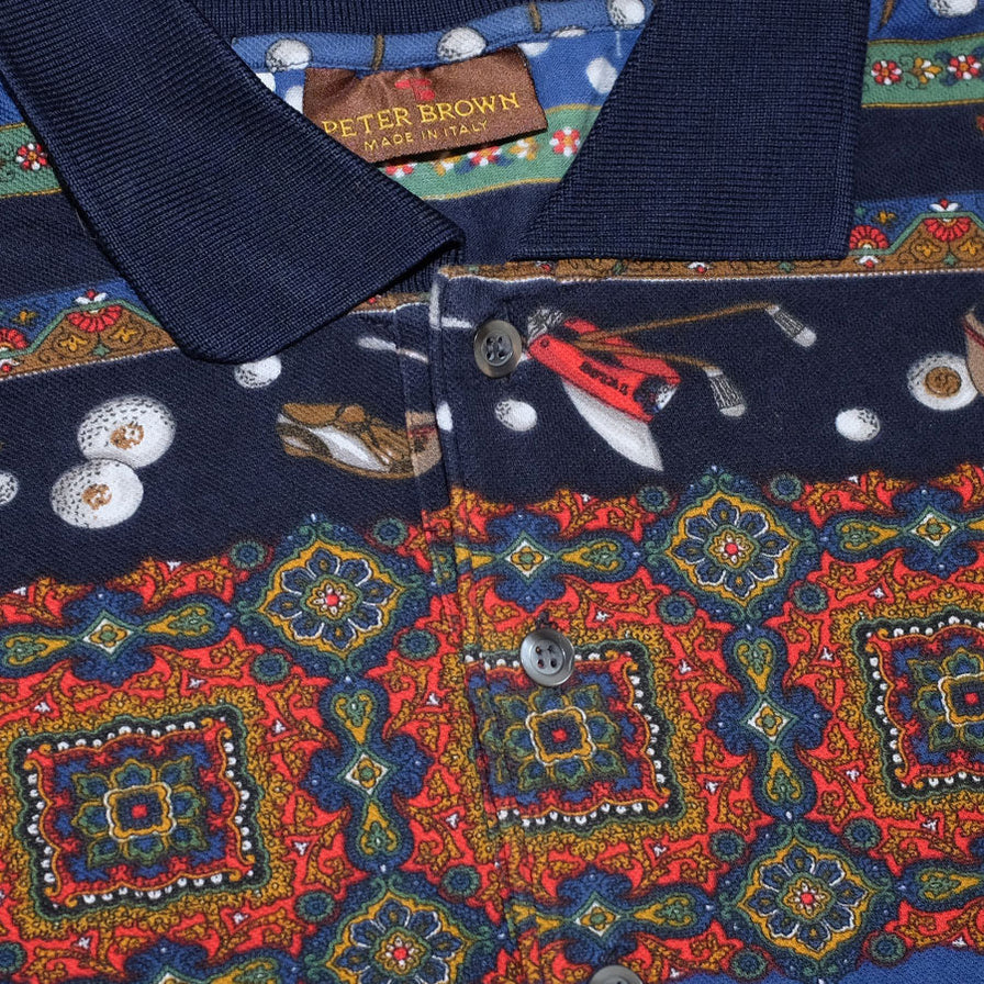 Vintage Golf Pattern Polo Medium / Large - Double Double Vintage