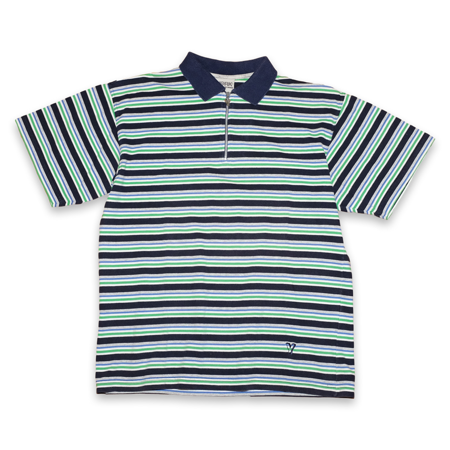 Vintage Striped Polo Shirt Large - Double Double Vintage
