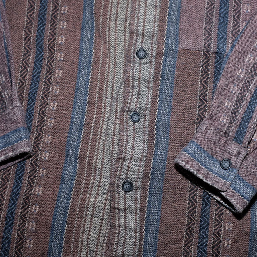 Vintage Patter Striped Flannell Shirt Large - Double Double Vintage