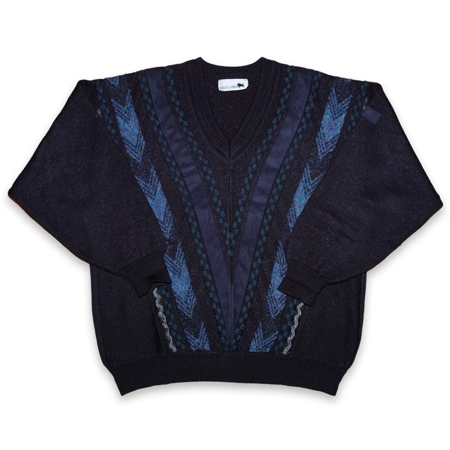 Vintage V-Neck Knit Sweater Small - Double Double Vintage