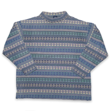Vintage Pattern Mock Neck Sweater Large - Double Double Vintage