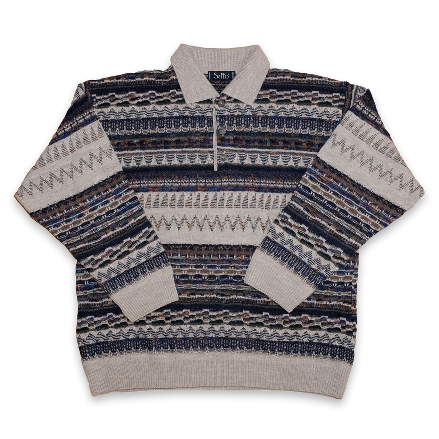 Vintage Knit Polo Sweatshirt Medium / Large - Double Double Vintage