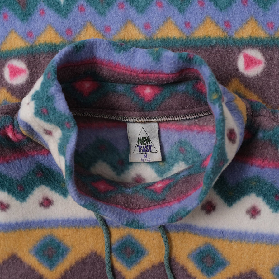 Vintage Pattern Mock Neck Fleece Medium