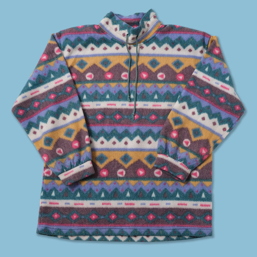 Vintage Pattern Mock Neck Fleece Medium