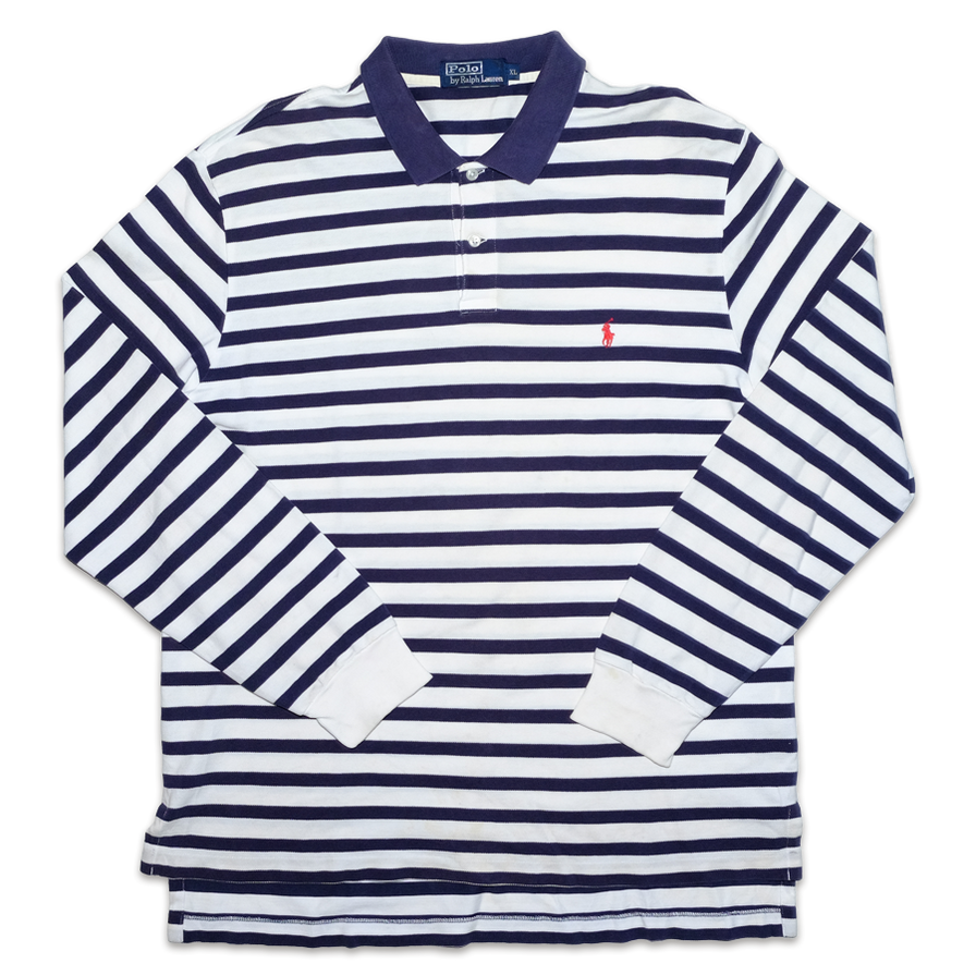 Polo Ralph Lauren Striped Rugby Polo XLarge - Double Double Vintage