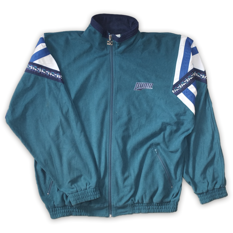 Rare Puma Velour Trackjacket Large - Double Double Vintage