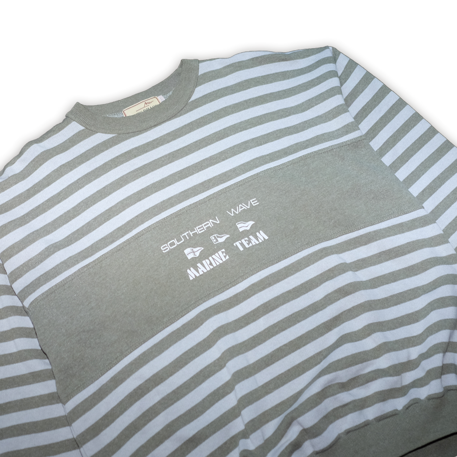 Vintage Stripe Marine Team Crewneck Large - Double Double Vintage