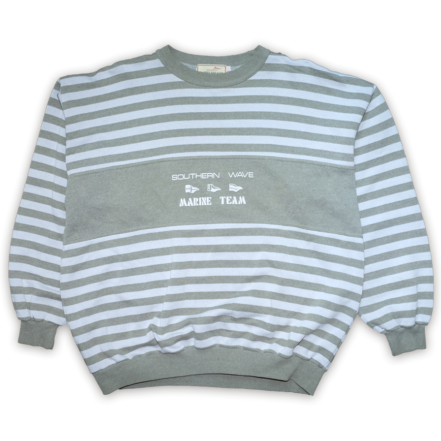 Vintage Stripe Marine Team Crewneck Large - Double Double Vintage