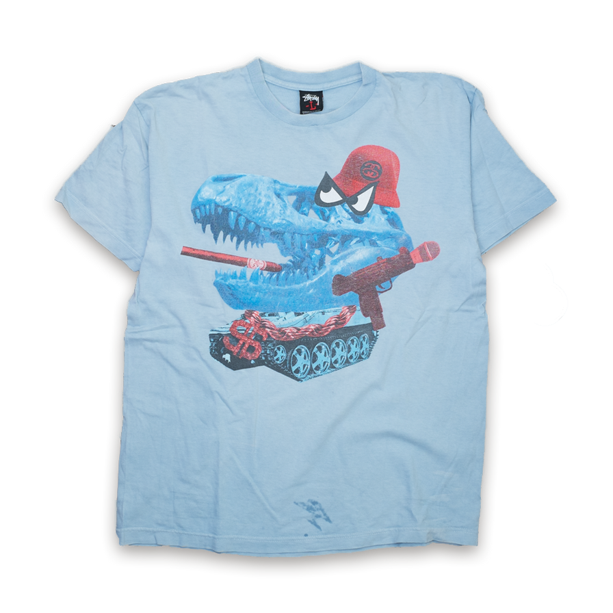 Vintage Stussy Dinosaur Print T-Shirt Medium - Double Double Vintage