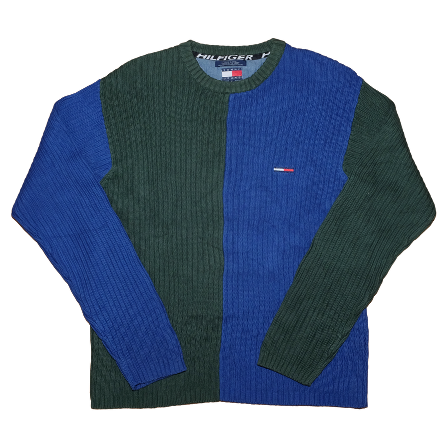 Vintage Tommy Hilfiger Two Tone Sweater XLarge - Double Double Vintage