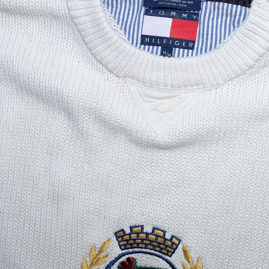 Vintage Tommy Hilfiger Crest Knit Sweater Medium - Double Double Vintage